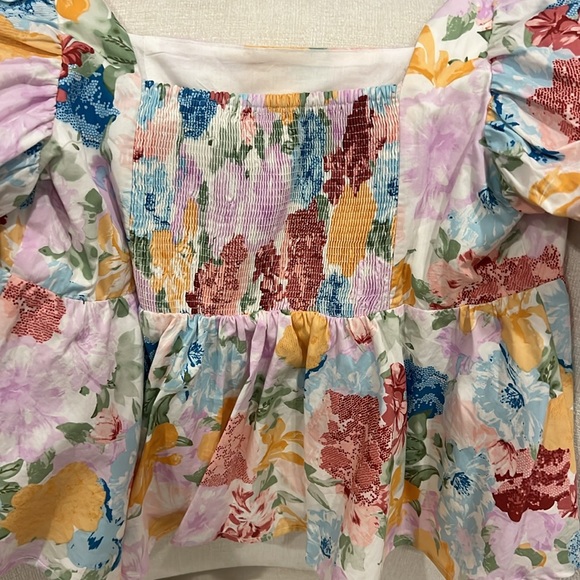 BuddyLove Alana Puff Sleeve Peplum Top - Carnation - Picture 6 of 6